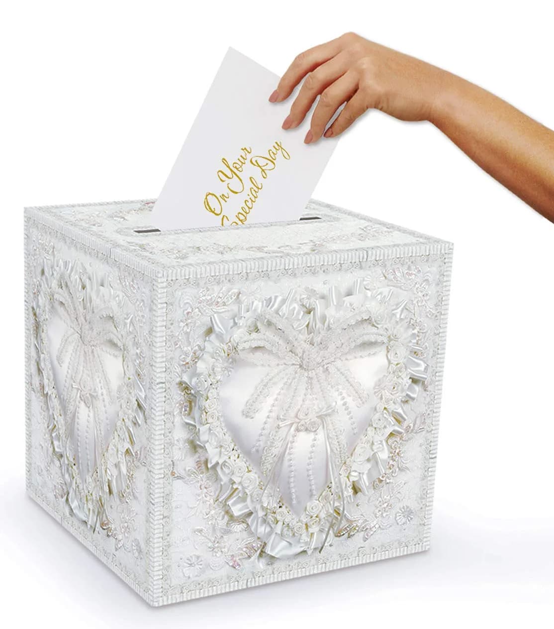Beistle White Paper Card Box for Weddings & Anniversaries | 30.48cm x 30.48cm (12" x 12") - view 3