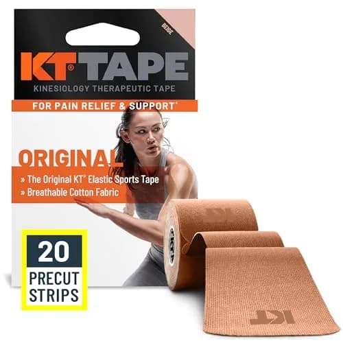 KT Tape, Original Cotton, Elastic Kinesiology Tape, 20 Precut Strips, Beige | Daily Muscle & Joint Support thumbnail 1