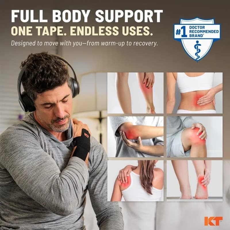 KT Tape, Original Cotton, Elastic Kinesiology Tape, 20 Precut Strips, Beige | Daily Muscle & Joint Support thumbnail 2