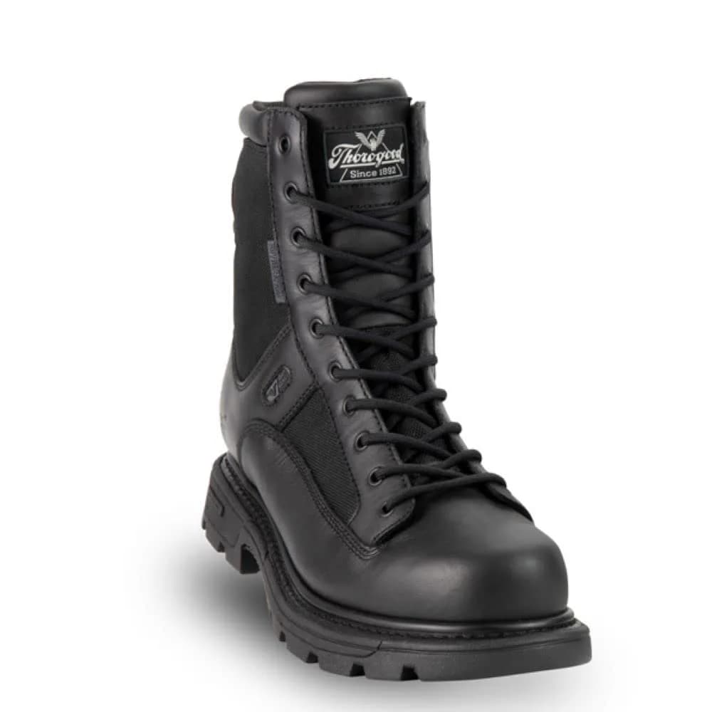 Thorogood GEN-Flex2 8” Side-Zip Waterproof Tactical Boots for Men & Women - Lightweight Leather & Nylon, EH Rated, Black, 9 M US