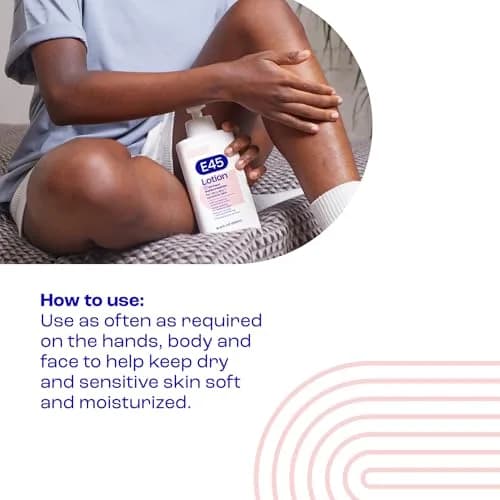 E45 Moisturising Lotion for Sensitive Skin, Fragrance-Free, 500 ml (16.9 fl oz) | Dermatologically Tested for 24-Hour Hydration thumbnail 5