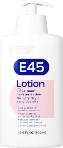E45 Moisturising Lotion for Sensitive Skin, Fragrance-Free, 500 ml (16.9 fl oz) | Dermatologically Tested for 24-Hour Hydration thumbnail 1