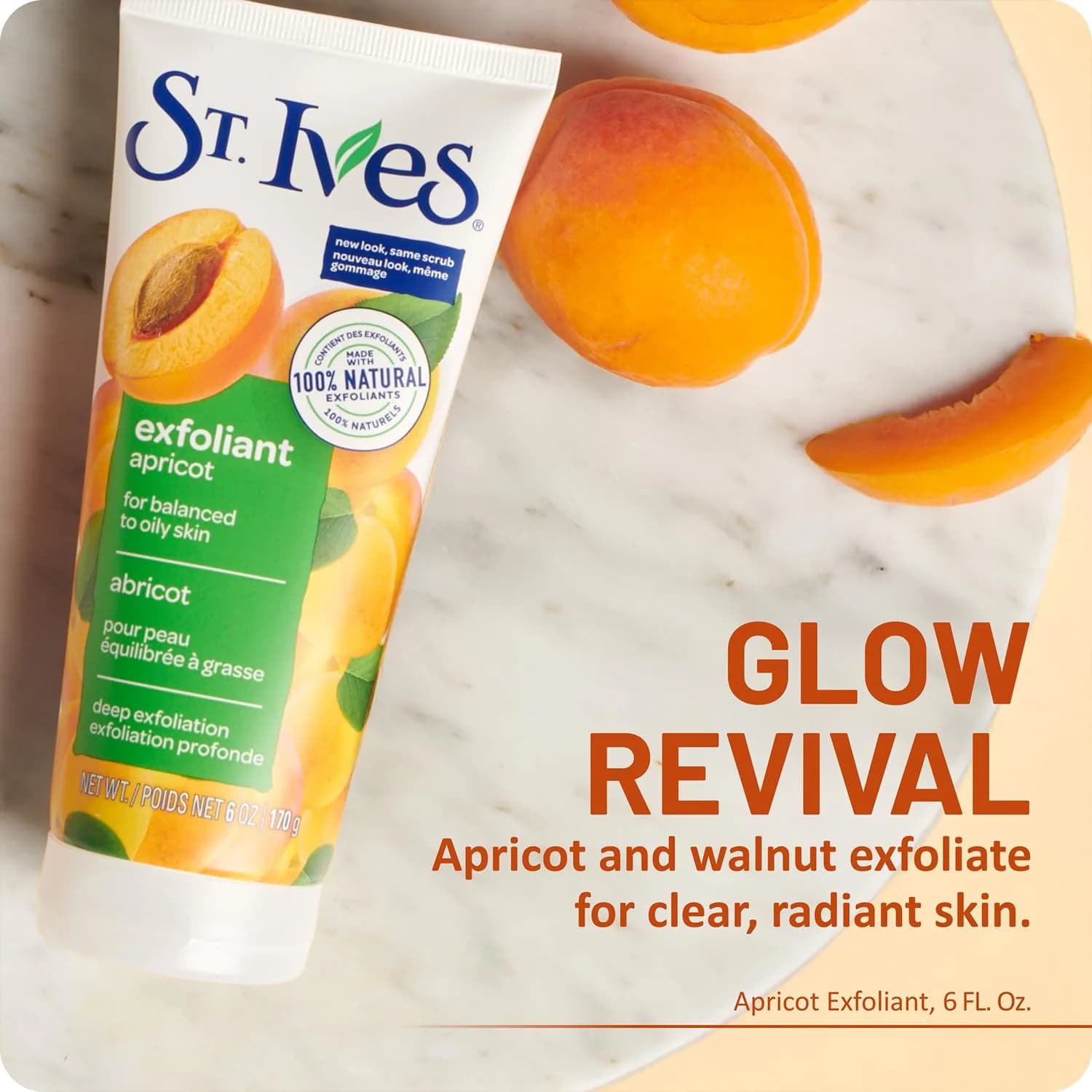 St. Ives Fresh Skin Apricot Facial Scrub 6 oz (170 ml) | Exfoliates for Balanced to Oily Skin - view 5