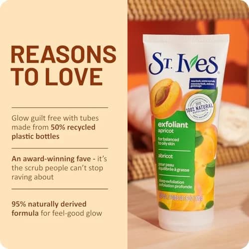St. Ives Fresh Skin Apricot Facial Scrub 6 oz (170 ml) | Exfoliates for Balanced to Oily Skin thumbnail 7