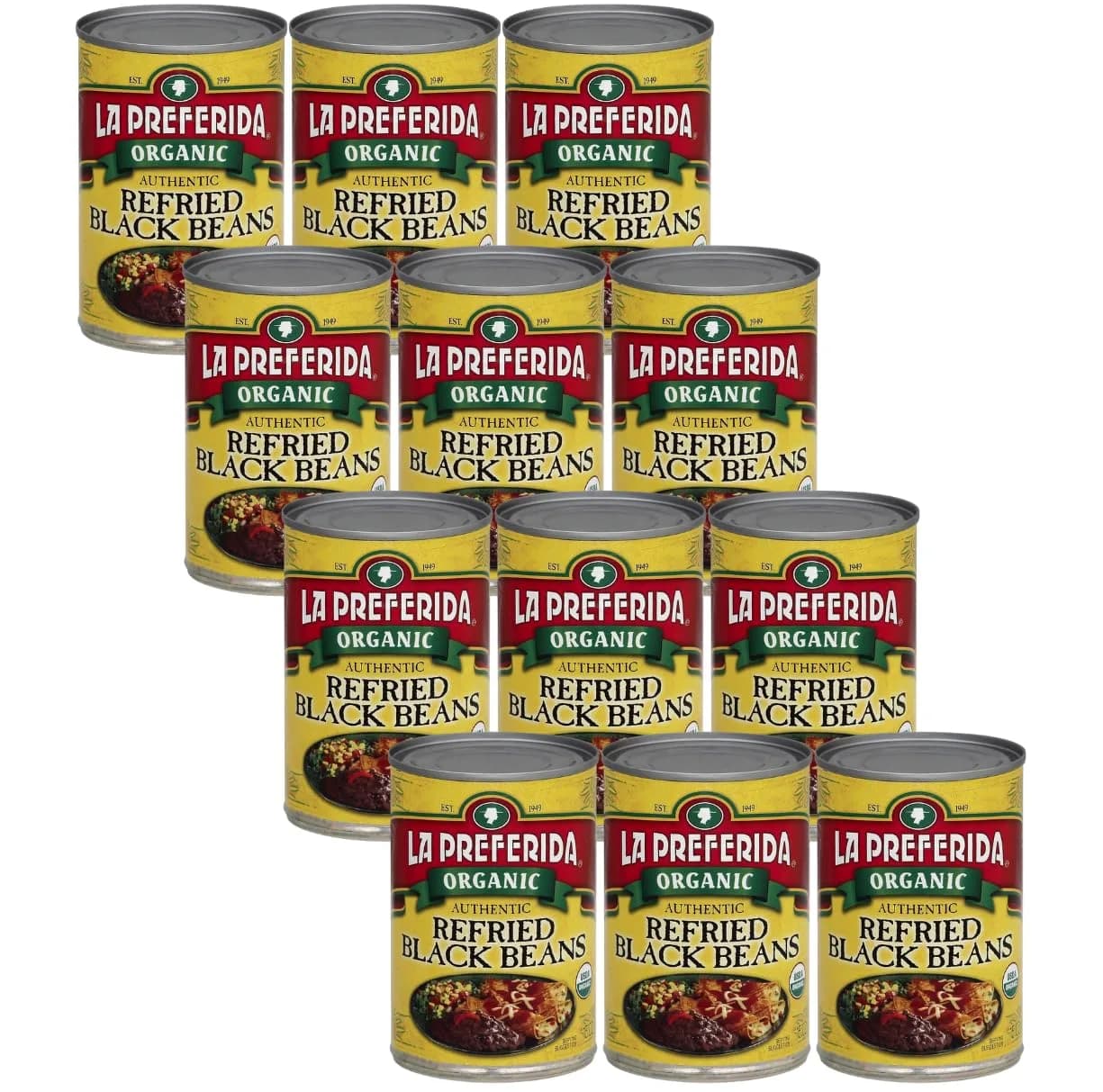 La Preferida Organic Refried Black Beans 425g (15oz) | 100% Vegan & Lard-Free