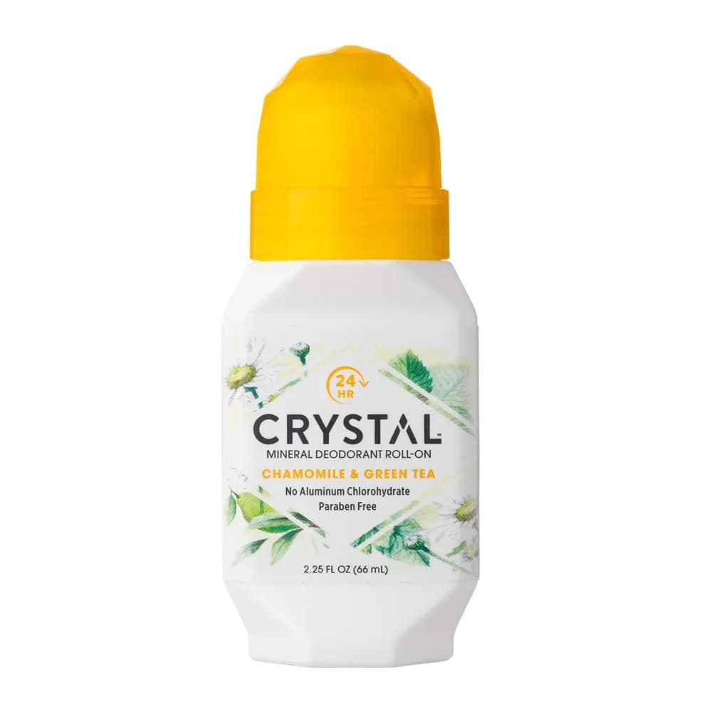 Crystal Mineral Deodorant Roll-On, Chamomile & Green Tea, 2.25 fl oz (Pack of 12) | Natural Odor Protection for All-Day Freshness