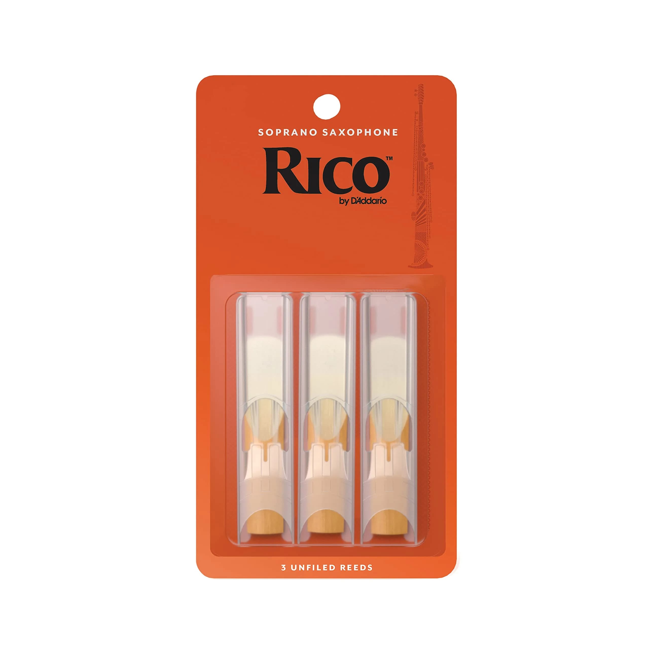 D'Addario Rico Organic Soprano Saxophone Reeds Strength 3.0 (3-Pack, 3 Reeds) | USDA Certified Organic Cane - main product image