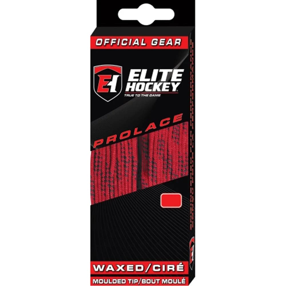 Elite Hockey Prolace Waxed Hockey Skate Laces (84") | Tight Fit & Easy Use with Molded Tips — Red - Red