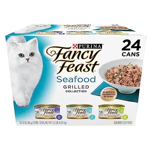 Purina Fancy Feast Grilled Seafood Wet Cat Food 3 oz Cans (24-Pack) | Variety Pack with Real Seafood in Savory Gravy - main product image