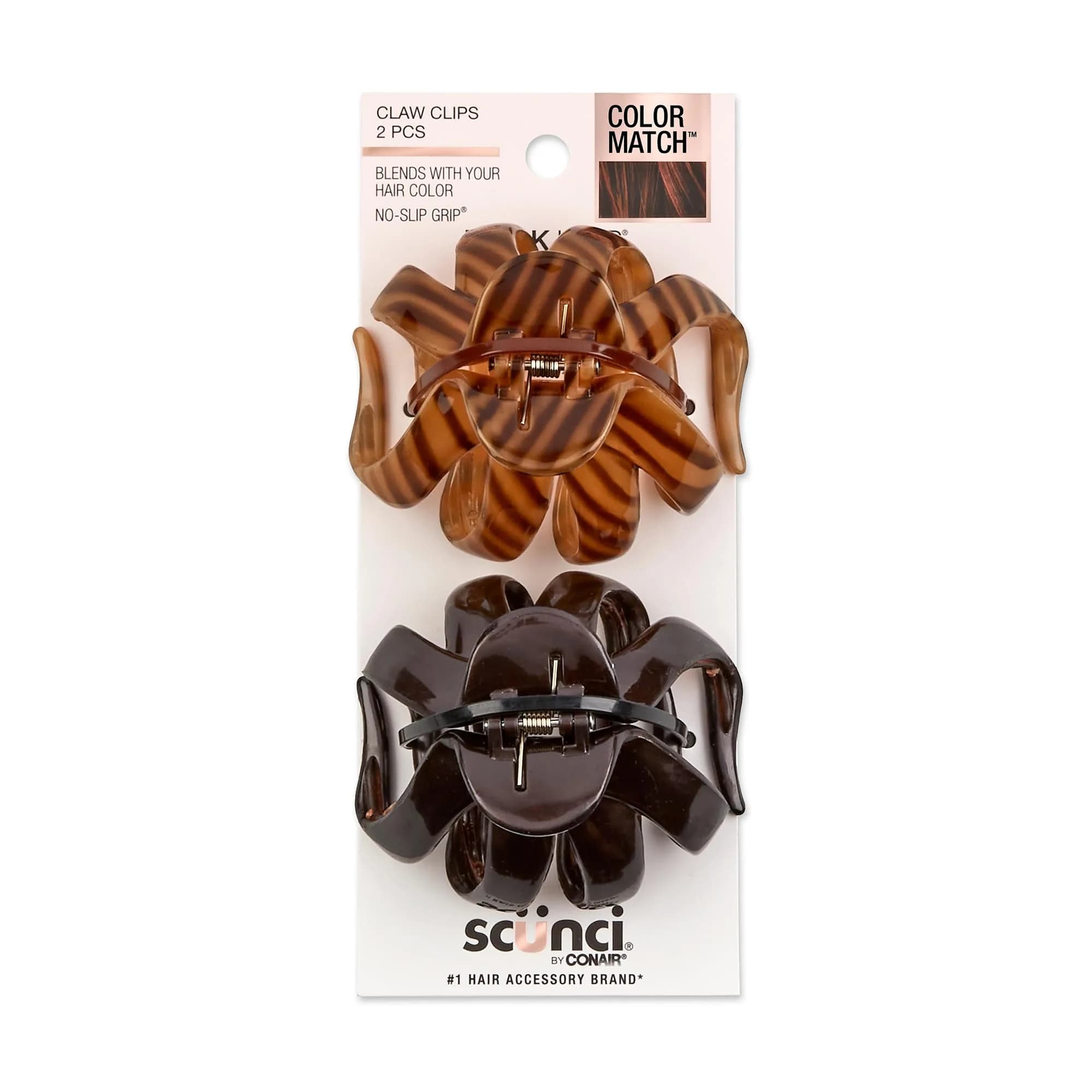 Scunci by Conair Black & Tortoise Octopus Claw Clips 2 Count | Strong Hold for Thick Hair