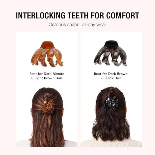 Scunci by Conair Black & Tortoise Octopus Claw Clips 2 Count | Strong Hold for Thick Hair thumbnail 3