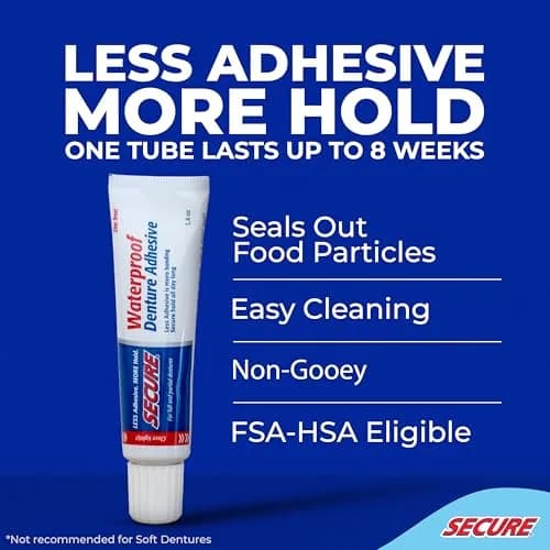 Secure Denture Adhesive Cream 41.4 ml (1.4 oz) | Waterproof Seal & Zinc Free - view 2