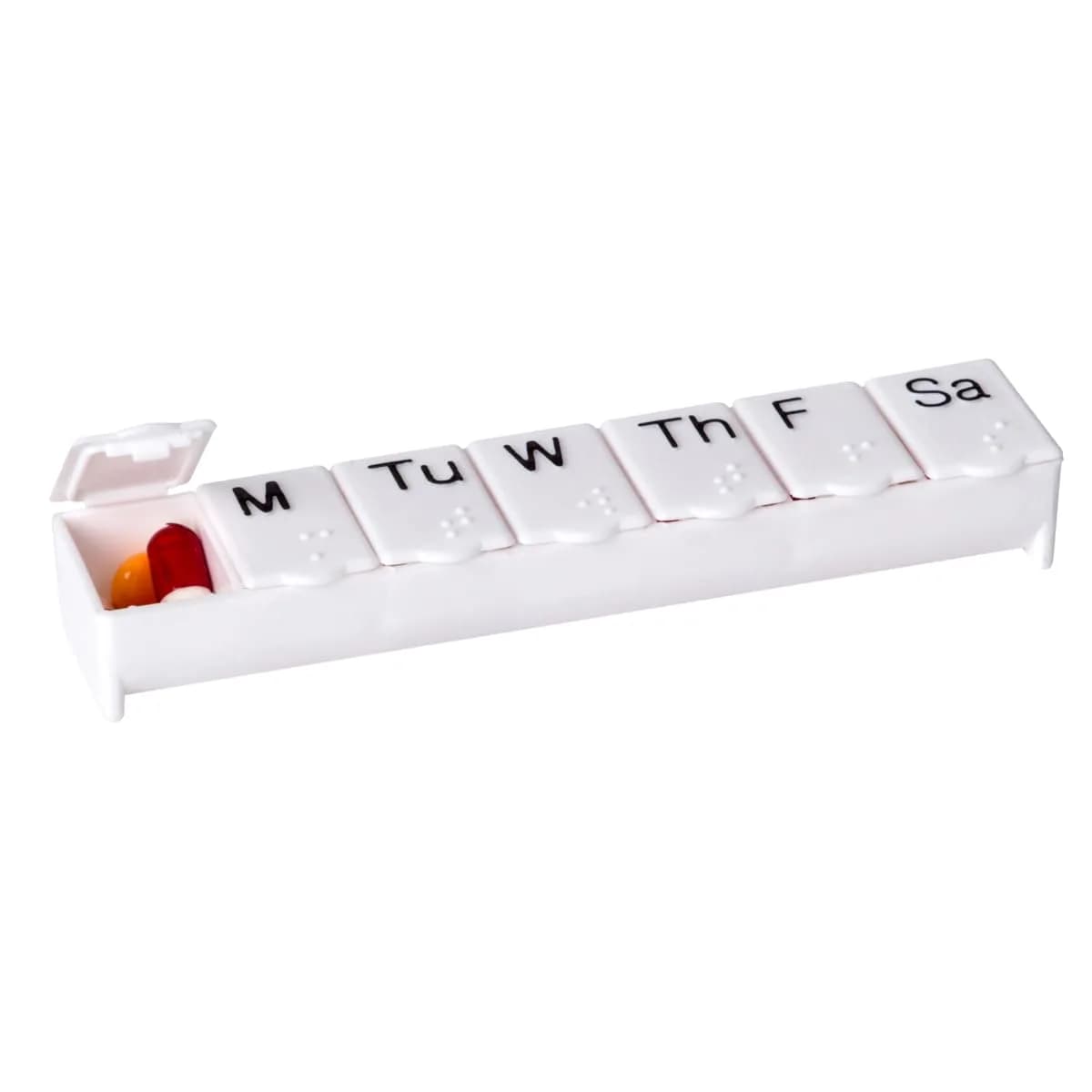 Acu-Life Weekly Pill Organizer Small Medicine Planner White | 7 Compartments - main product image