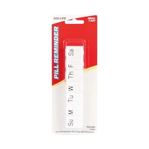 Acu-Life Weekly Pill Organizer Small Medicine Planner White | 7 Compartments thumbnail 2