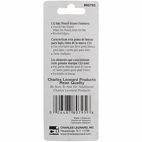 Charles Leonard 2-Sided Ink and Pencil Eraser Gray/White | Smudge-Free Erasures for Home, School, and Office thumbnail 2