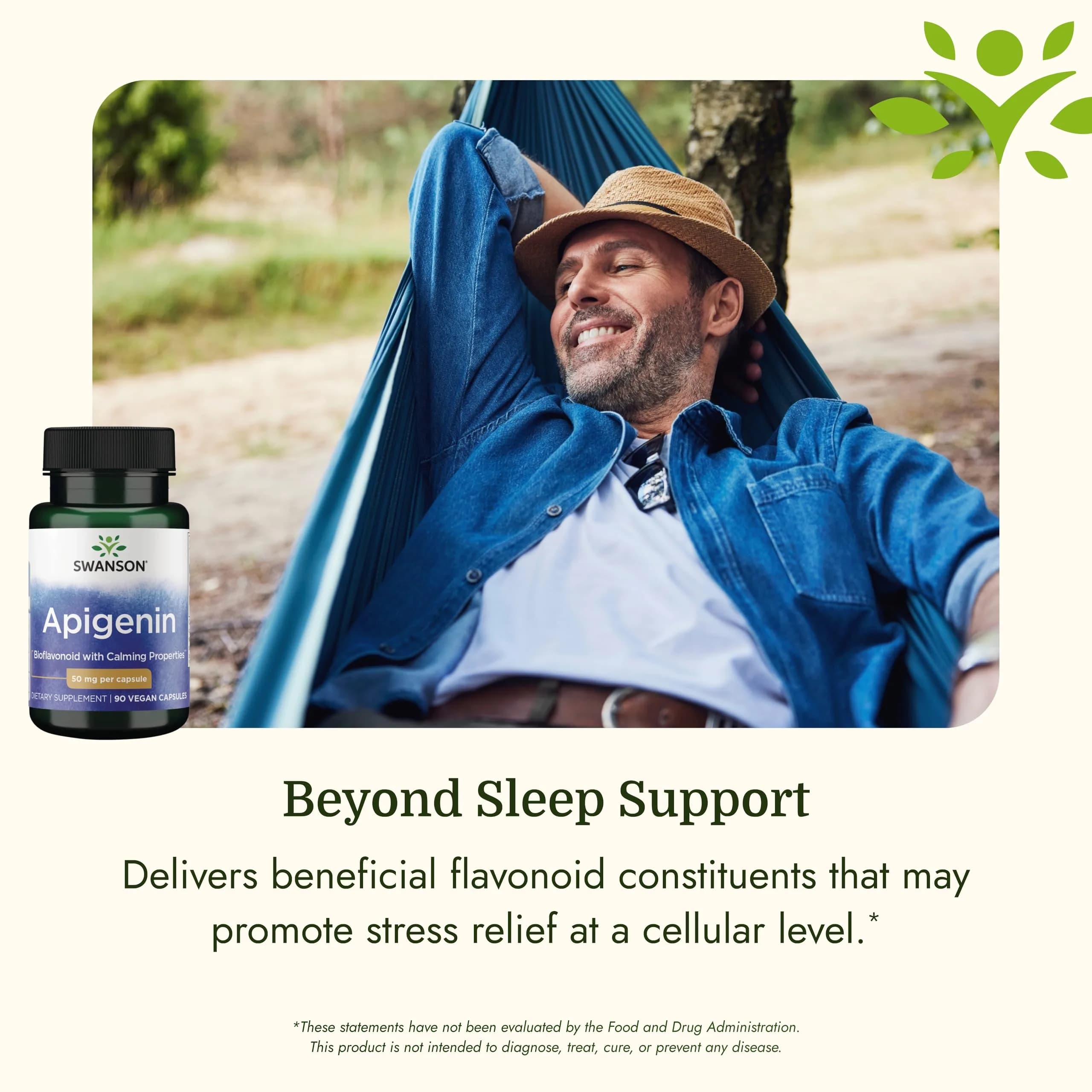 Swanson Apigenin Sleep & Relaxation Supplement 50 mg (90 Capsules) | Natural Support for Stress Response & Cellular Health - view 5