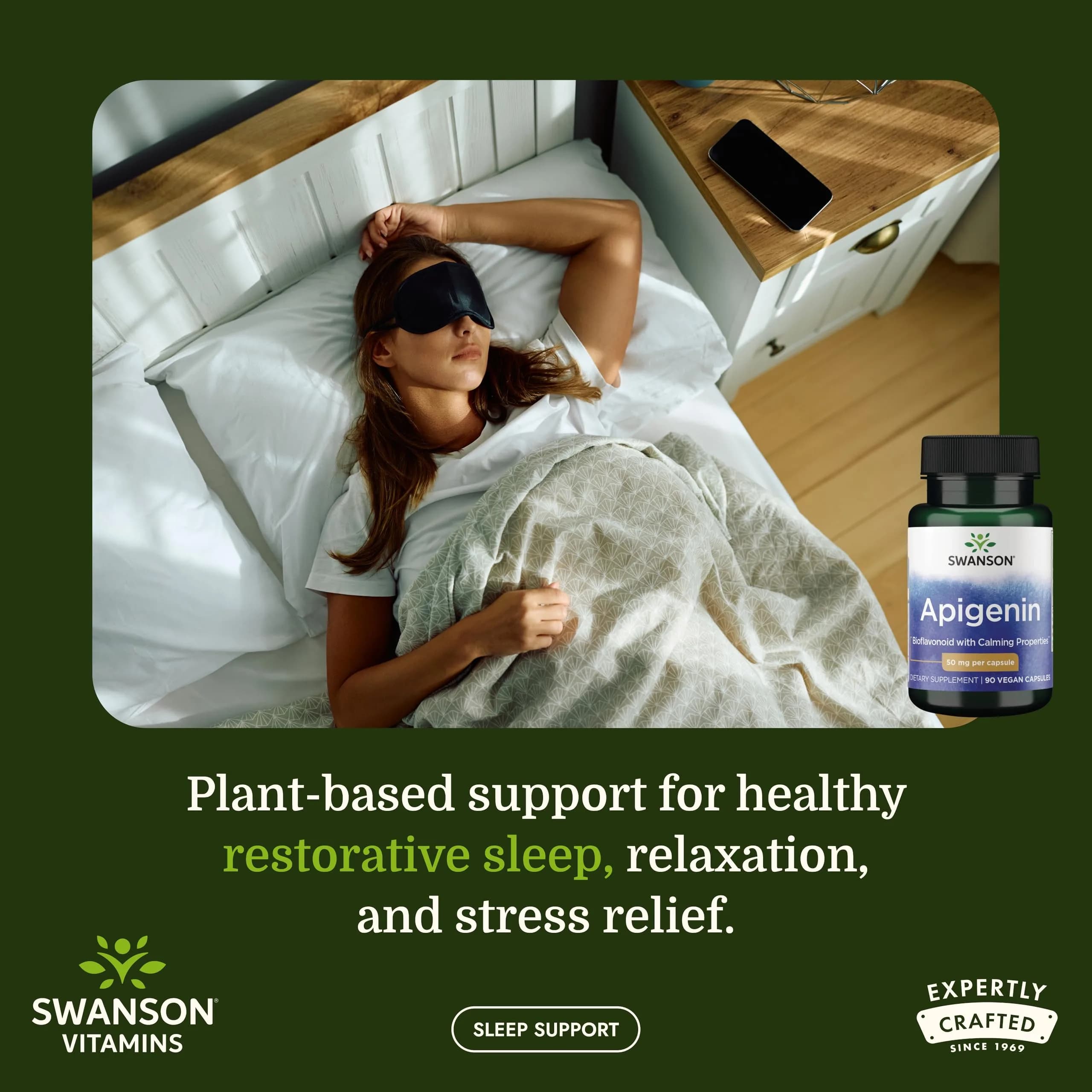 Swanson Apigenin Sleep & Relaxation Supplement 50 mg (90 Capsules) | Natural Support for Stress Response & Cellular Health - view 2