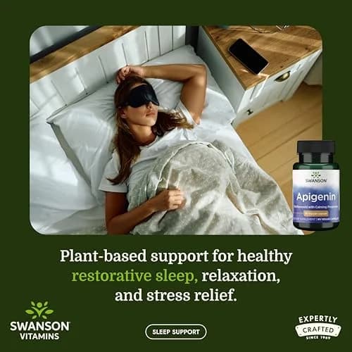 Swanson Apigenin Sleep & Relaxation Supplement 50 mg (90 Capsules) | Natural Support for Stress Response & Cellular Health thumbnail 2