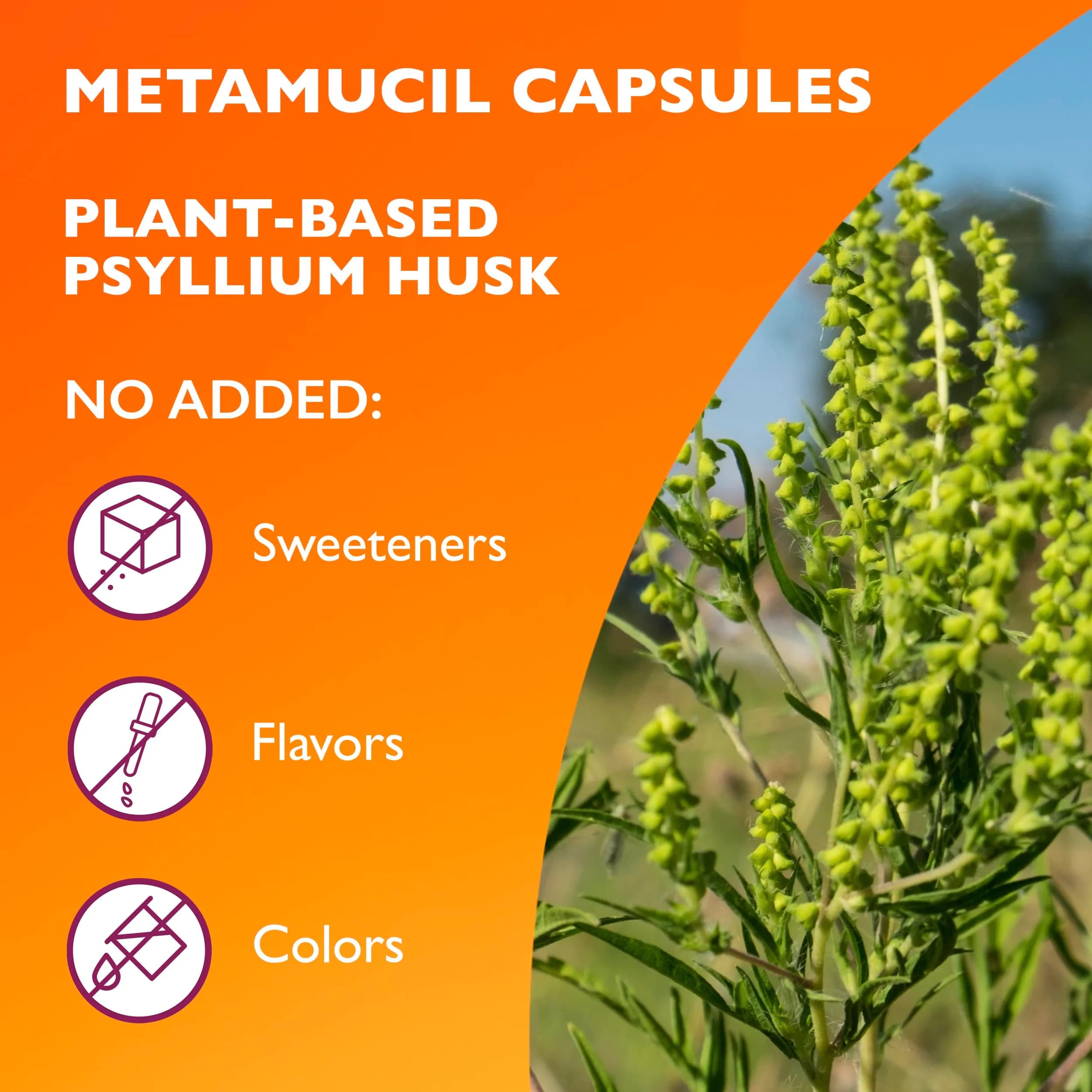 Metamucil Psyllium Husk Fiber Capsules, 300 Count | USA-Sourced Digestive Health Supplement thumbnail 5