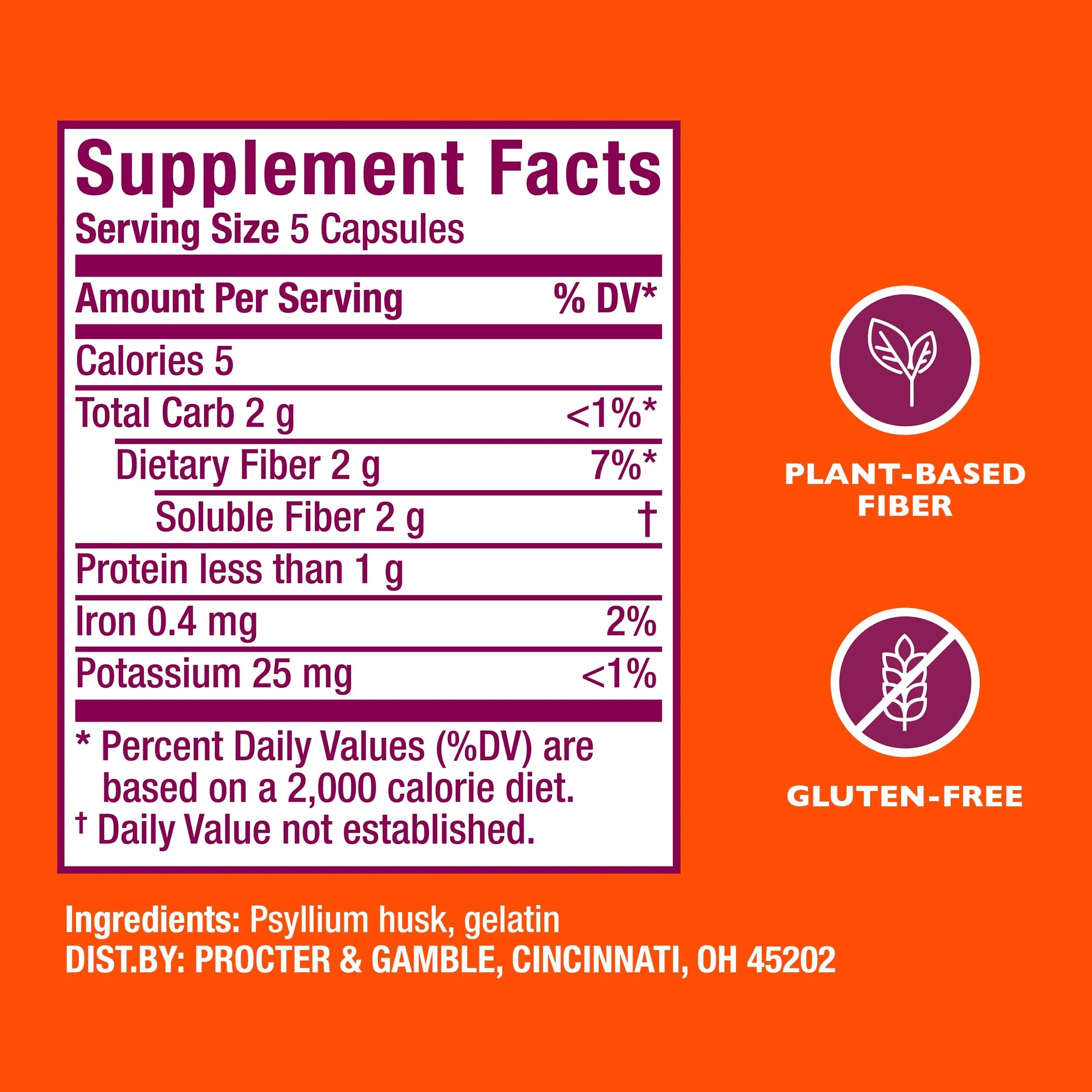 Metamucil Psyllium Husk Fiber Capsules, 300 Count | USA-Sourced Digestive Health Supplement thumbnail 7
