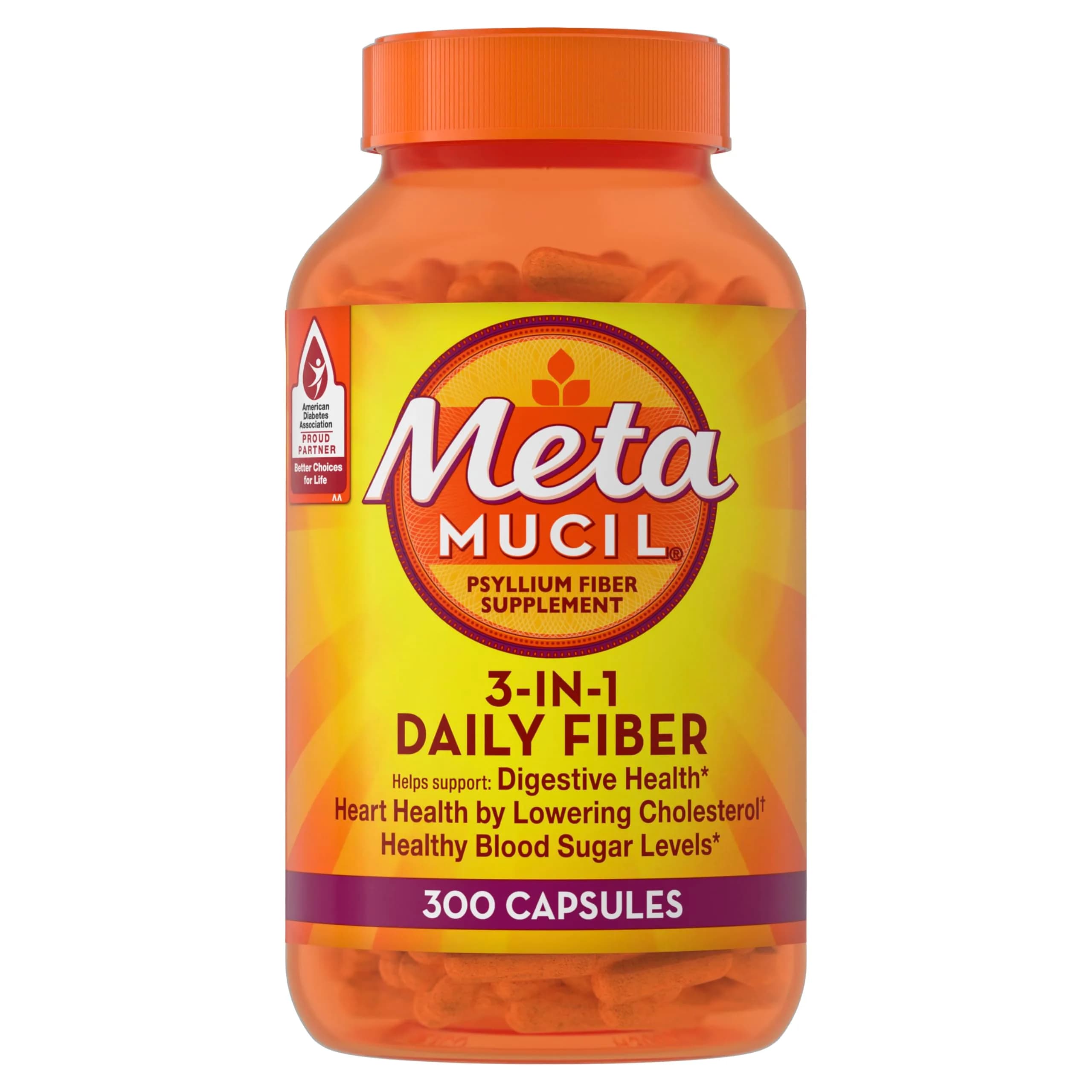 Metamucil Psyllium Husk Fiber Capsules, 300 Count | USA-Sourced Digestive Health Supplement thumbnail 8