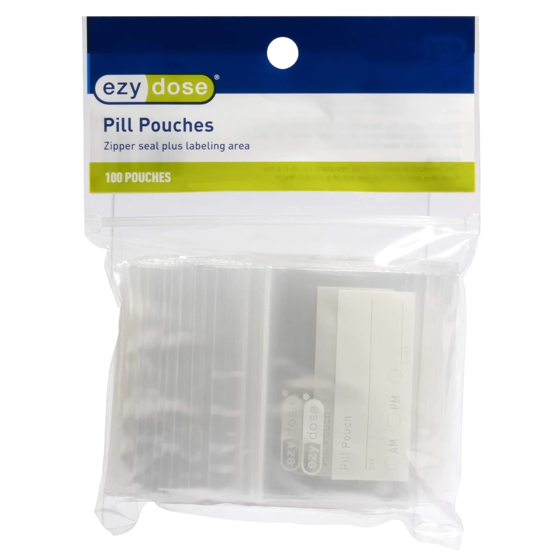 EZY DOSE Disposable Pill Pouches 100 Count (Pack of 1) | Zippered Seal Baggies for Travel & Daily Use — Clear