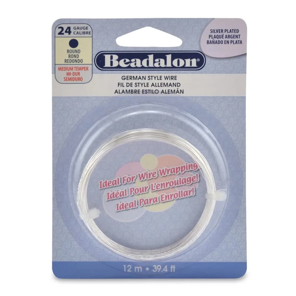 Beadalon Jewelry Wrapping Wire - 24 Gauge, 39.4 ft - Silver Plated | Versatile, Tarnish-Resistant Jewelry Wire — Silver Plated