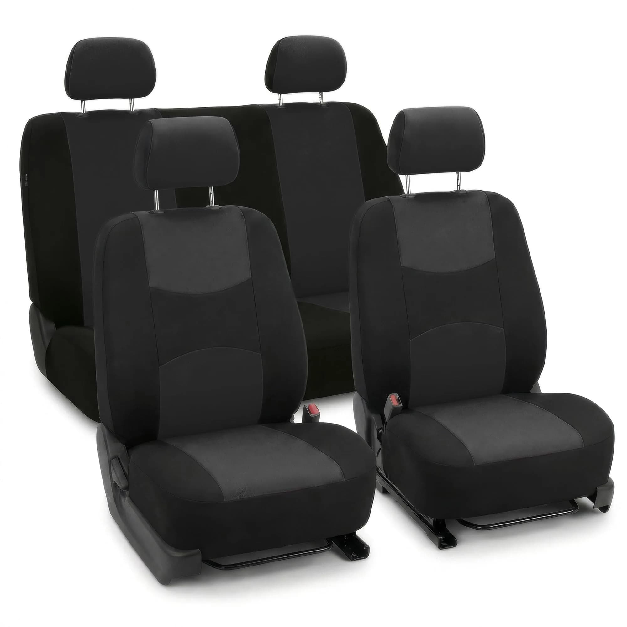 FH Group Full Set Cloth Car Seat Covers Black | Universal Fit Automotive Seat Covers for SUV, Sedan, Van - main product image