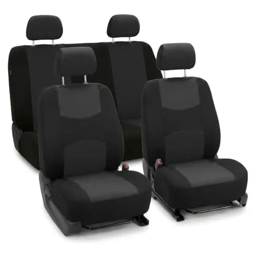 FH Group Full Set Cloth Car Seat Covers Black | Universal Fit Automotive Seat Covers for SUV, Sedan, Van thumbnail 1