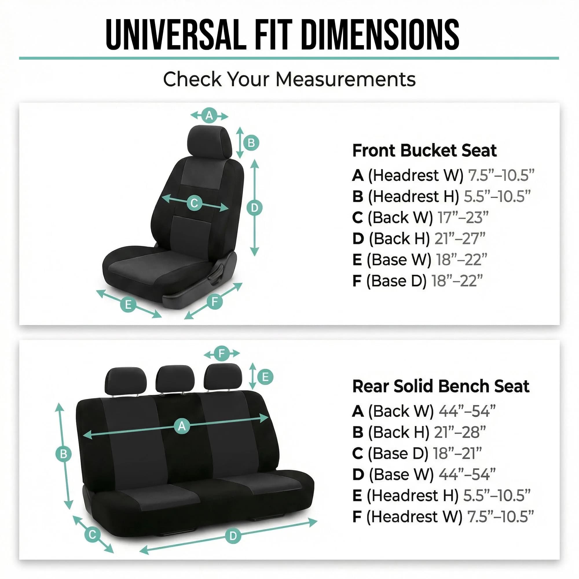 FH Group Full Set Cloth Car Seat Covers Black | Universal Fit Automotive Seat Covers for SUV, Sedan, Van - view 8