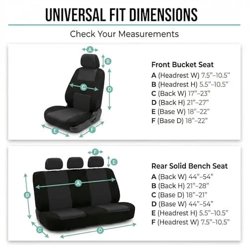 FH Group Full Set Cloth Car Seat Covers Black | Universal Fit Automotive Seat Covers for SUV, Sedan, Van thumbnail 8