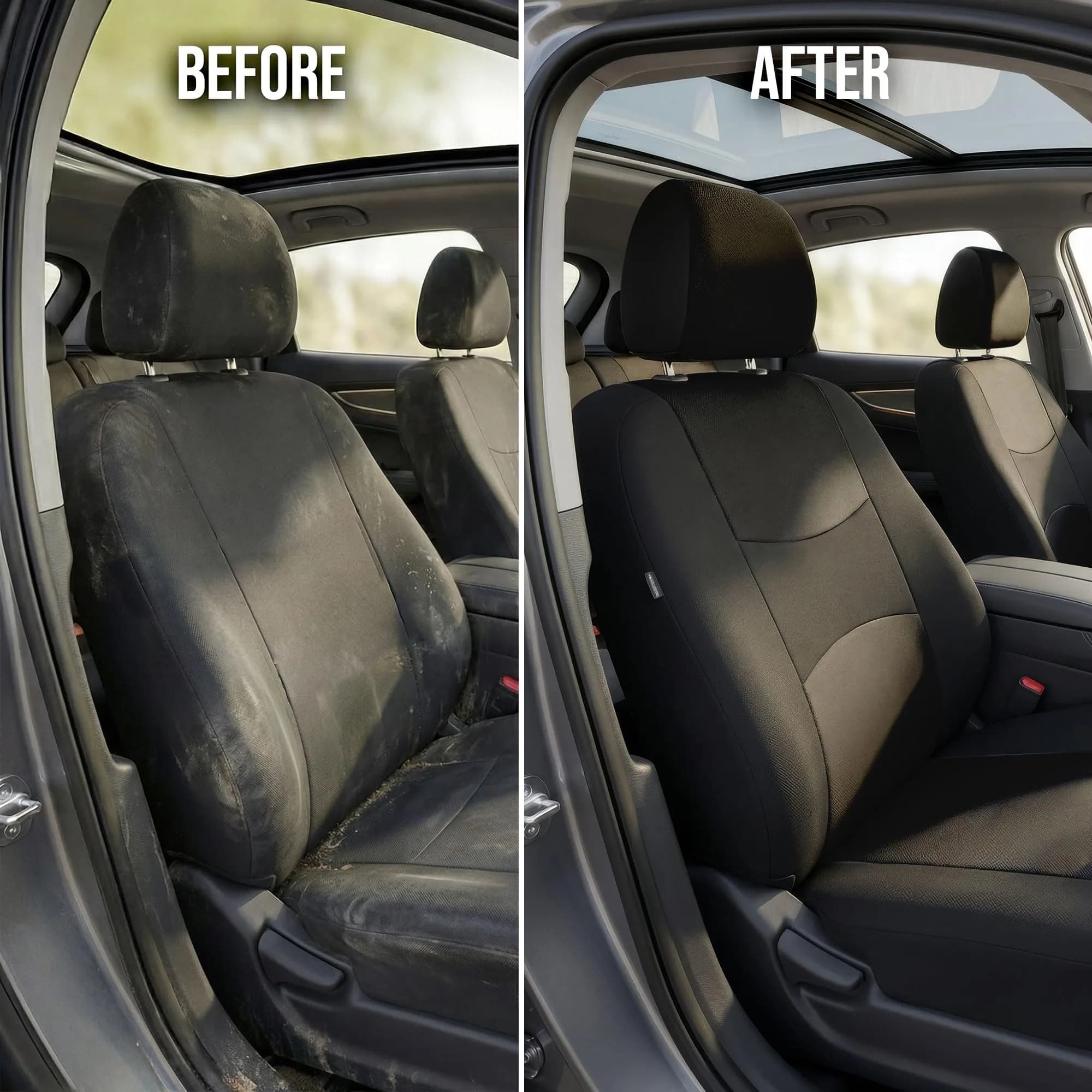 FH Group Full Set Cloth Car Seat Covers Black | Universal Fit Automotive Seat Covers for SUV, Sedan, Van - view 9