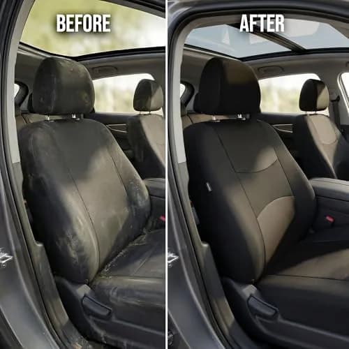 FH Group Full Set Cloth Car Seat Covers Black | Universal Fit Automotive Seat Covers for SUV, Sedan, Van thumbnail 9