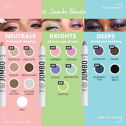 NYX PROFESSIONAL MAKEUP Jumbo Eye Pencil, Blendable Eyeshadow Stick & Eyeliner Pencil - Cottage Cheese (Silver) 0.18 oz (5 ml) | PETA Certified Cruelty-Free thumbnail 5