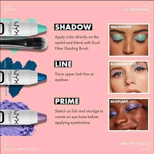 NYX PROFESSIONAL MAKEUP Jumbo Eye Pencil, Blendable Eyeshadow Stick & Eyeliner Pencil - Cottage Cheese (Silver) 0.18 oz (5 ml) | PETA Certified Cruelty-Free thumbnail 6