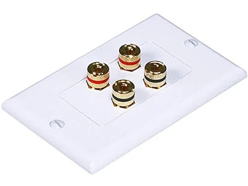 Monoprice High Quality Banana Binding Post Two-Piece Wall Plate for 2 Speakers | Corrosion-Resistant Gold Plated Connectors thumbnail 1