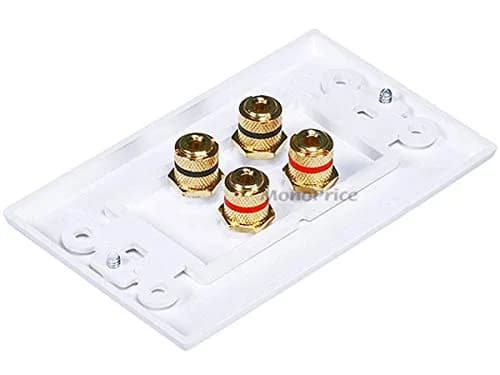 Monoprice High Quality Banana Binding Post Two-Piece Wall Plate for 2 Speakers | Corrosion-Resistant Gold Plated Connectors thumbnail 2