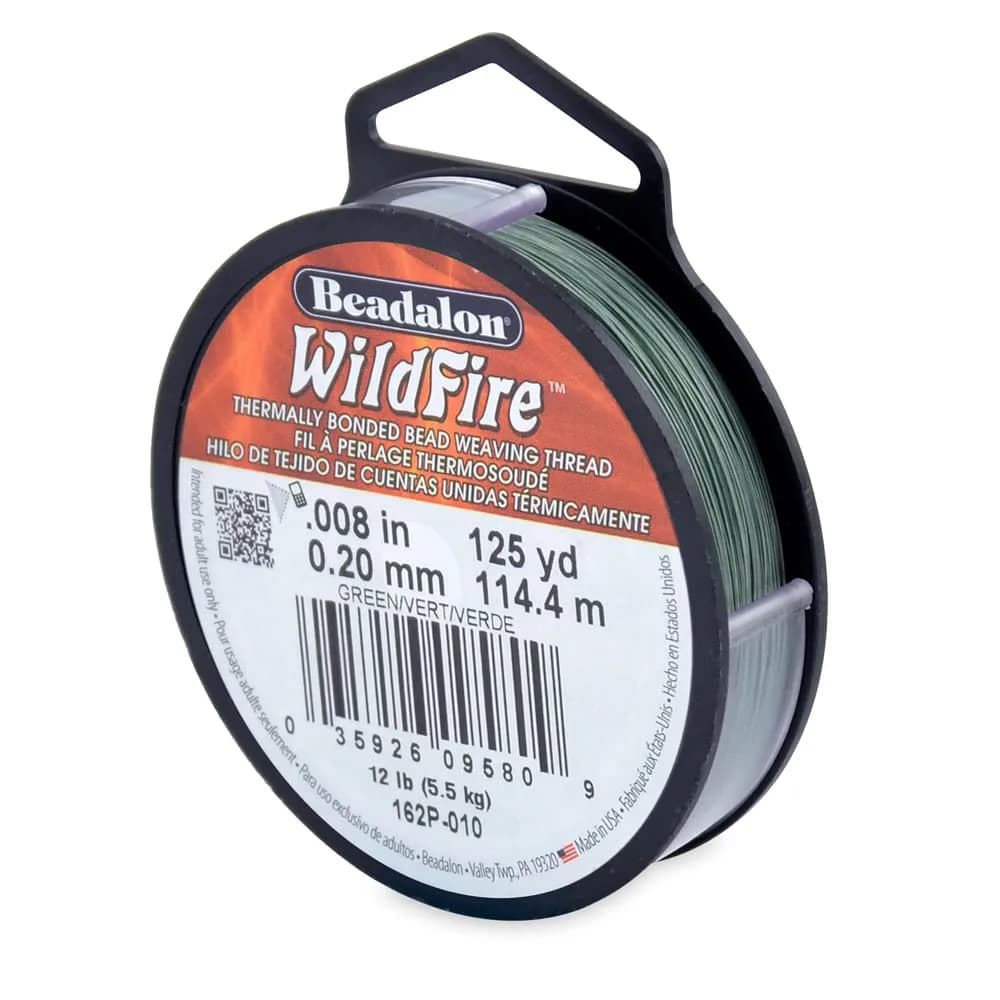 Beadalon Wildfire Beading Thread Green 0.008" (125 yd / 114 m) | 10 lb Break Strength Nylon Cord - main product image