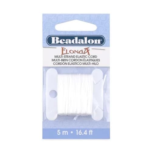 Beadalon Elonga Elastic String White 0.7 mm (5 m / 16.4 ft) | Secure Knot Grip for Jewelry Making thumbnail 1
