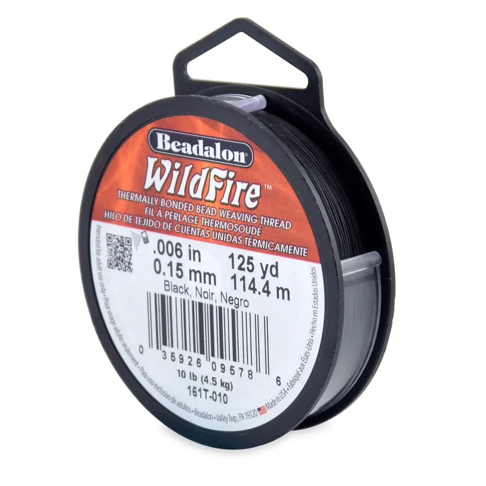 Beadalon Wildfire Beading Thread Jewelry Line, Black - 0.006 in (0.15 mm) / 114 m (125 yd) | 10 lb Break Strength - main product image