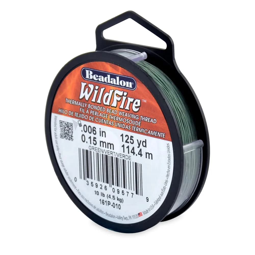 Beadalon Wildfire Beading Thread Jewelry Line, Green 0.15 mm (125 yd) | 10 lb Break Strength - main product image
