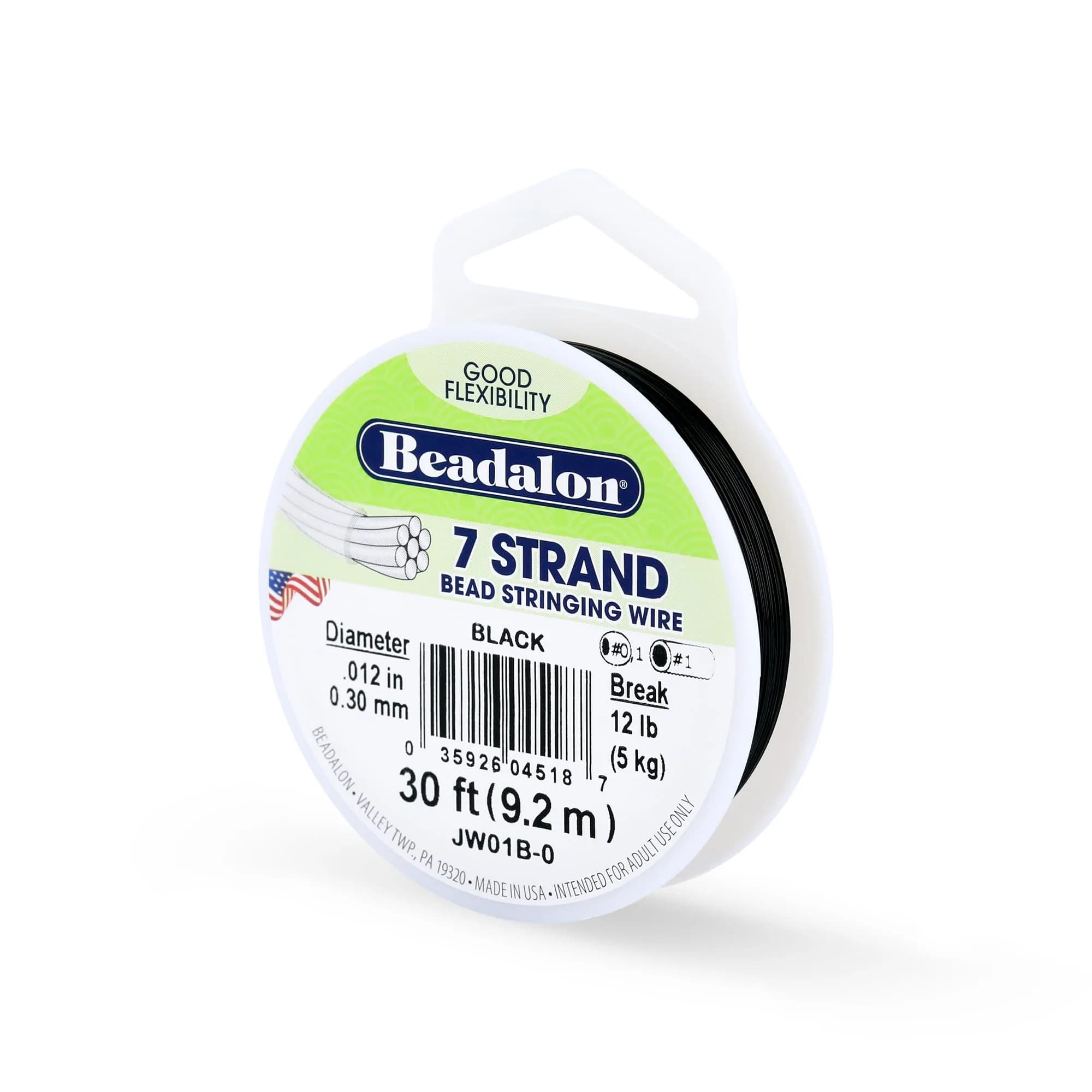 Beadalon 7-Strand Stainless Steel Beading Wire, 0.30 mm (0.012 in) - Black - main product image