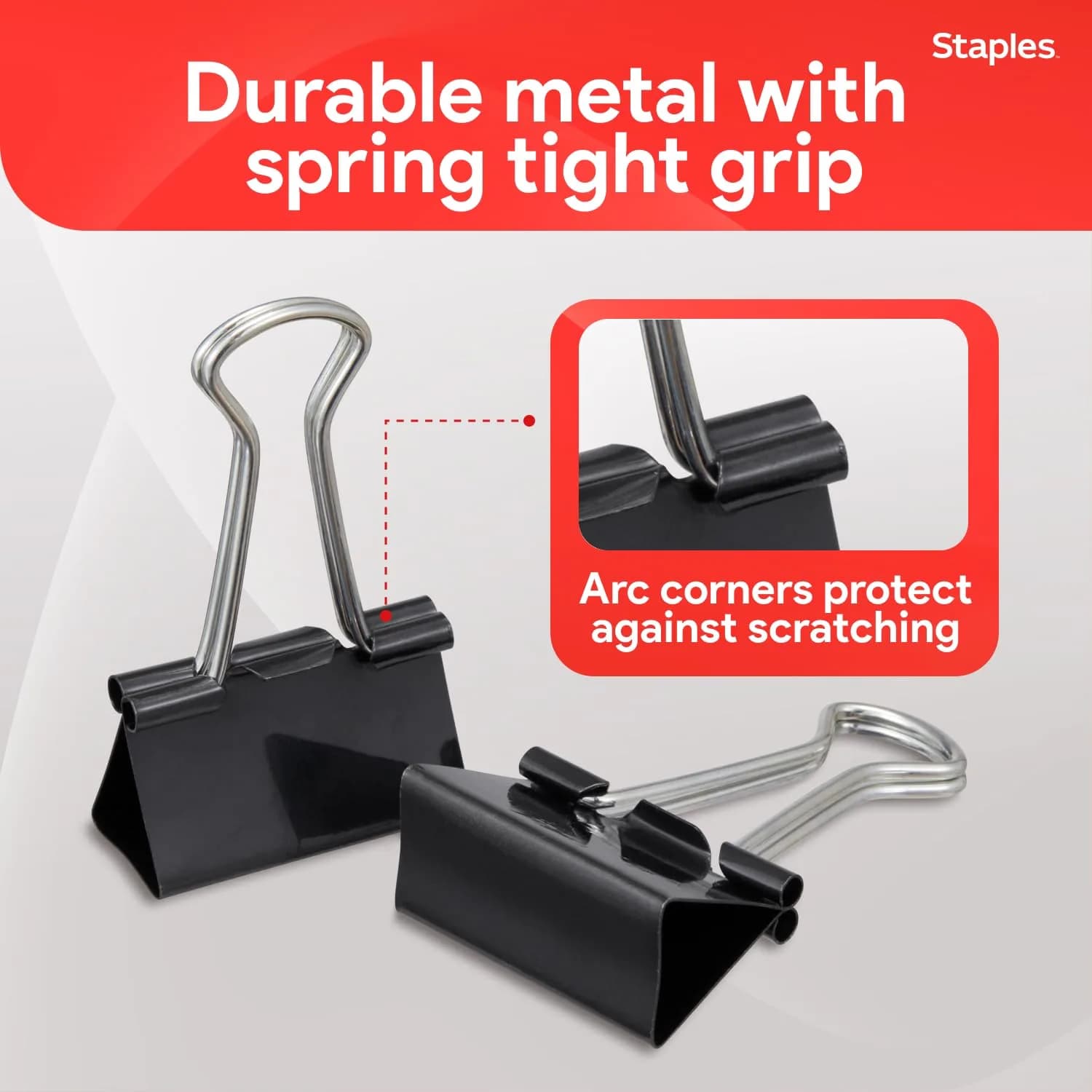 Staples Medium Binder Clips 0.63 Inch Capacity Black 144 Pack | Sturdy Steel Construction for Office & School - view 4