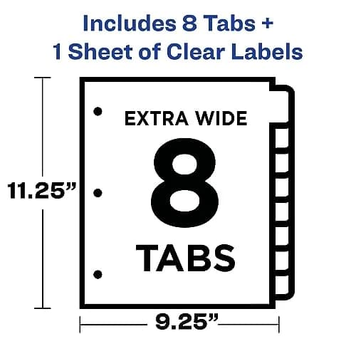Avery Index Maker Clear Label Dividers, 8-Tab, Extra Wide, 1 Set | Organize Reports & Presentations with Easy Apply Labels thumbnail 3