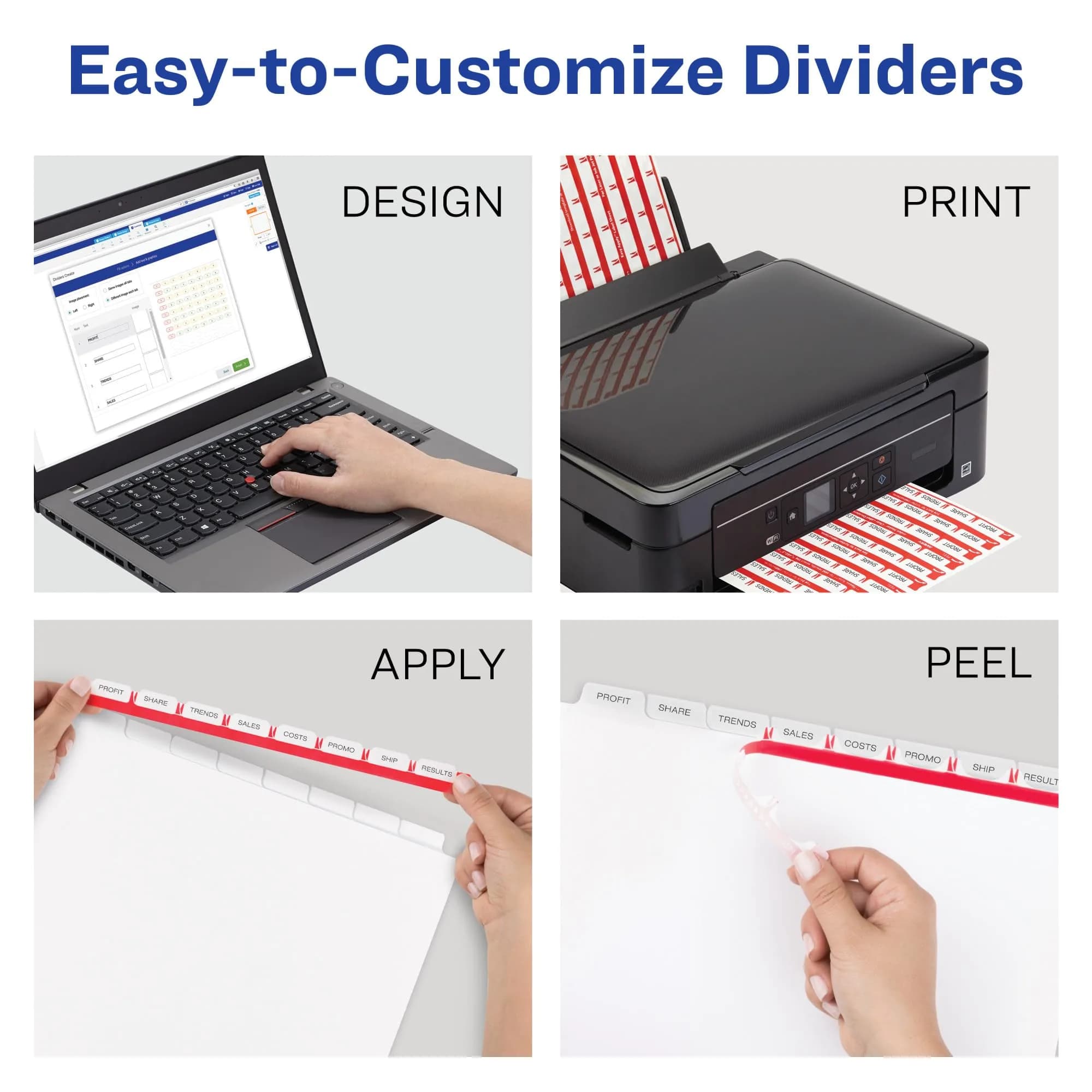 Avery Index Maker Clear Label Dividers, 8-Tab, Extra Wide, 1 Set | Organize Reports & Presentations with Easy Apply Labels - view 4
