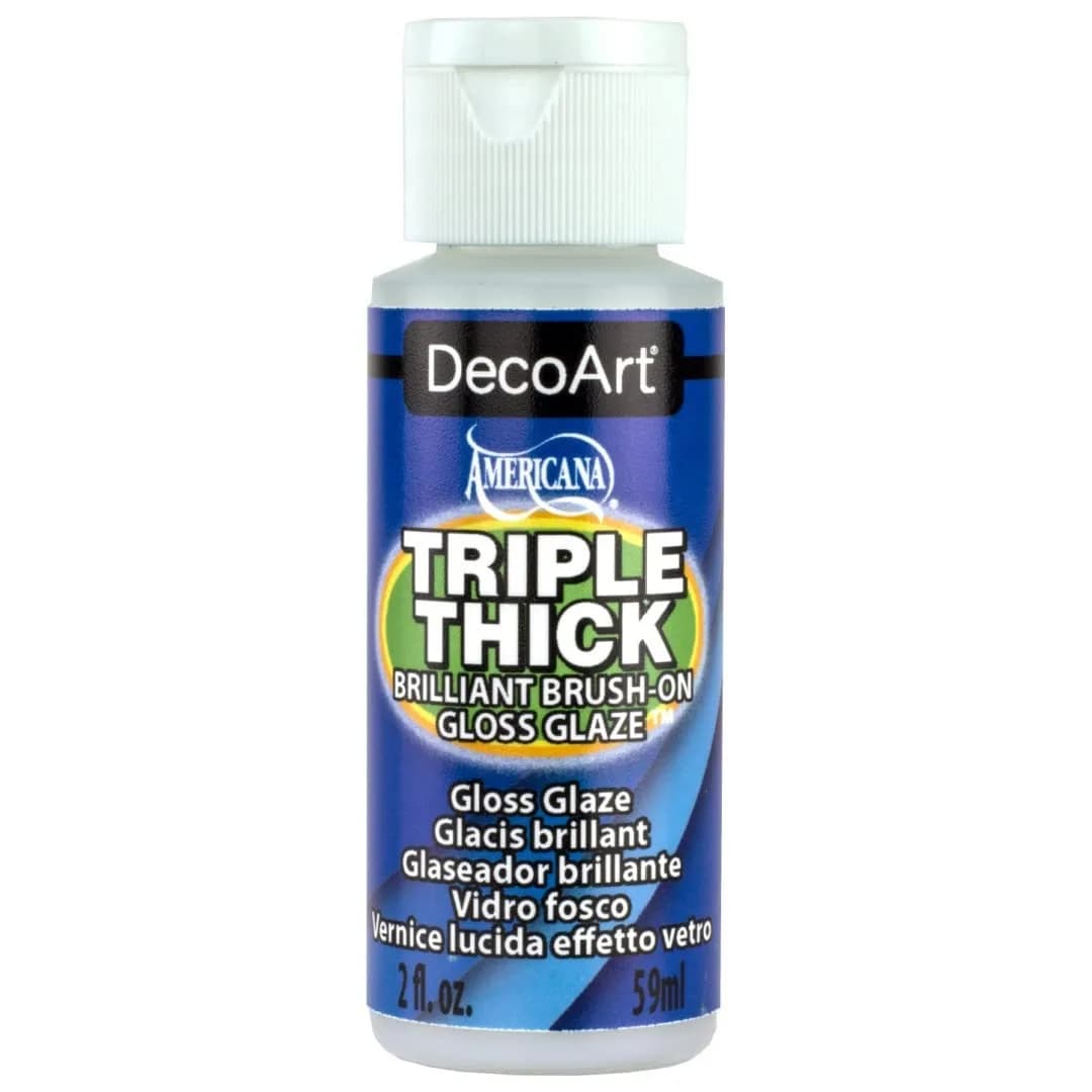 DecoArt Triple Thick Brilliant Brush-On Gloss Glaze 2oz | High-Gloss Protective Finish for Crafts