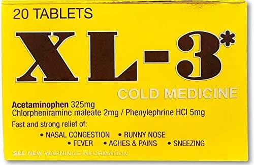 XL-3 Cold Medicine Tablets 20 Ct | Fast Relief for Nasal Congestion & Fever thumbnail 1