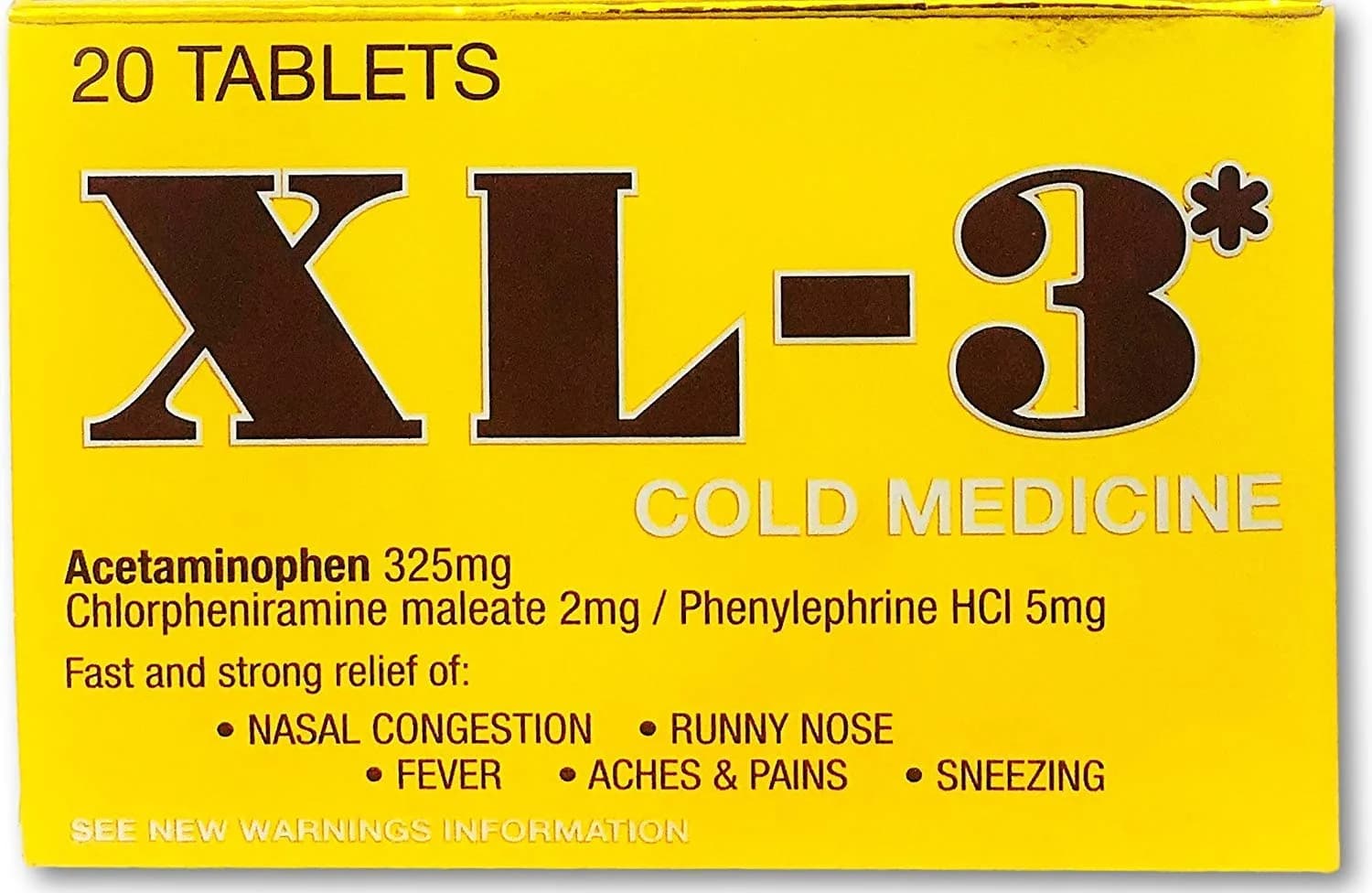XL-3 Cold Medicine Tablets 20 Ct | Fast Relief for Nasal Congestion & Fever
