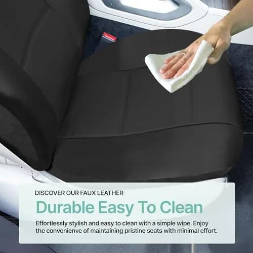 FH Group Front Set PU Leather Car Seat Covers for Low Back Seat with Removable Headrest | Universal Fit & Airbag Compatible, Black thumbnail 8