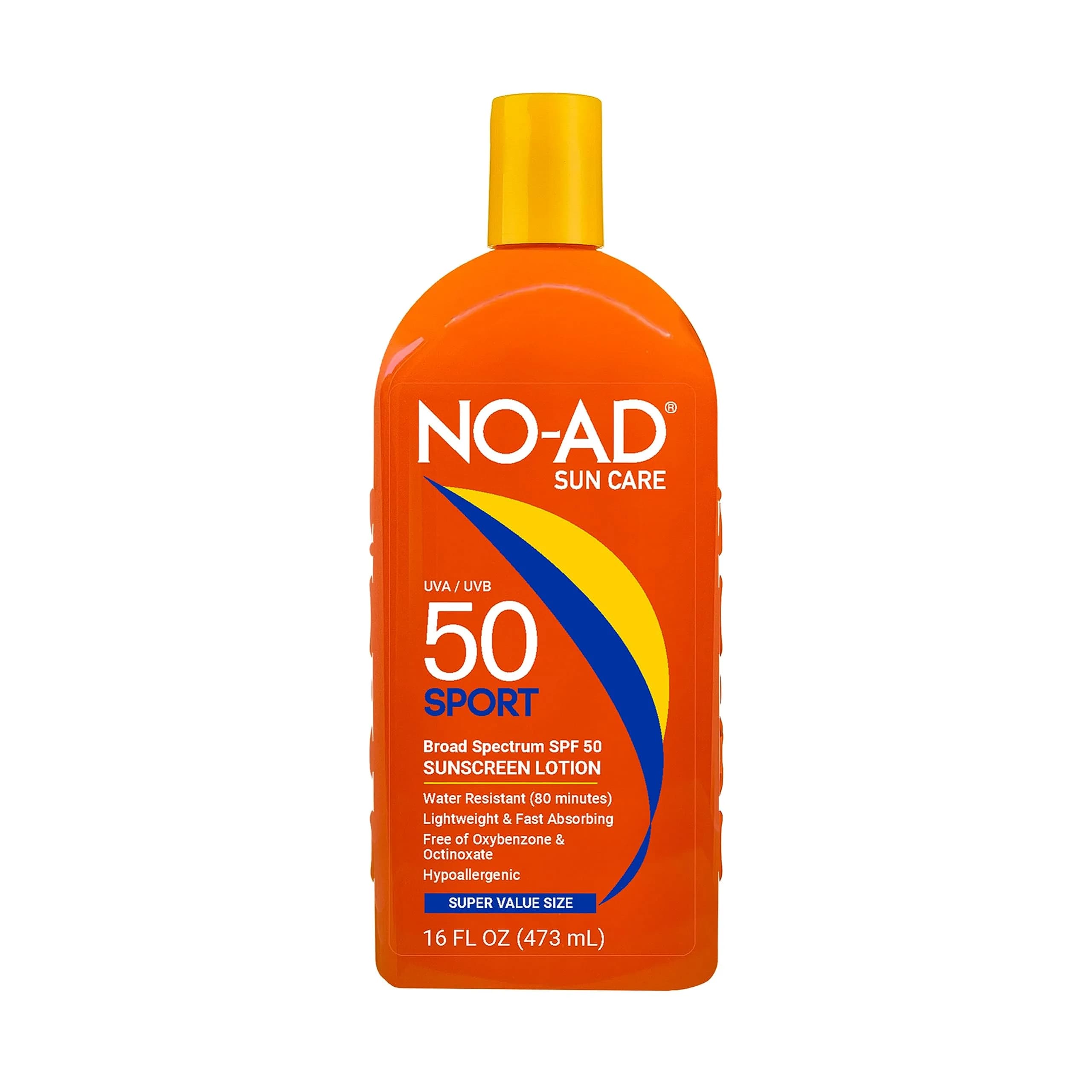 NO-AD Sport Sunscreen Lotion SPF 50 16 oz | Water-Resistant, Fragrance-Free, Family Size